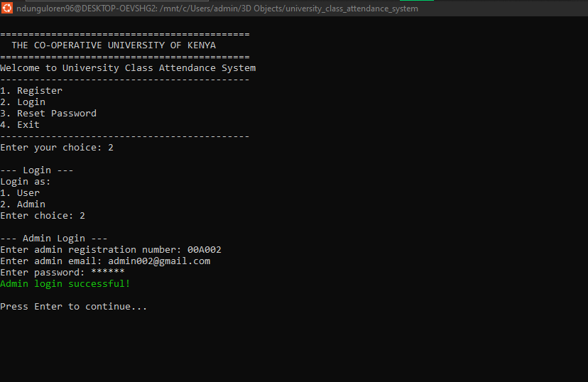 University Backend Class Attendance System